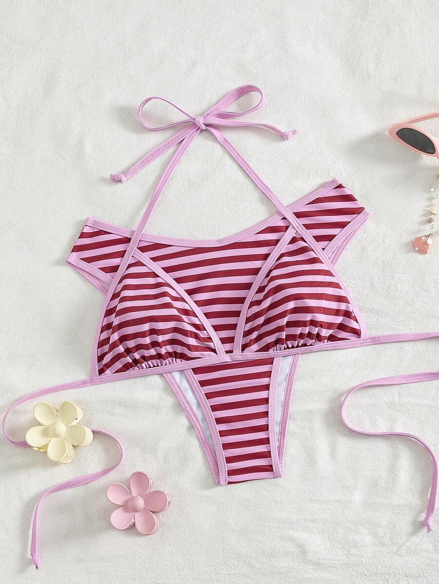 SHEIN DWUCZĘŚCIOWY STRÓJ KĄPIELOWY PASKI S09__XL