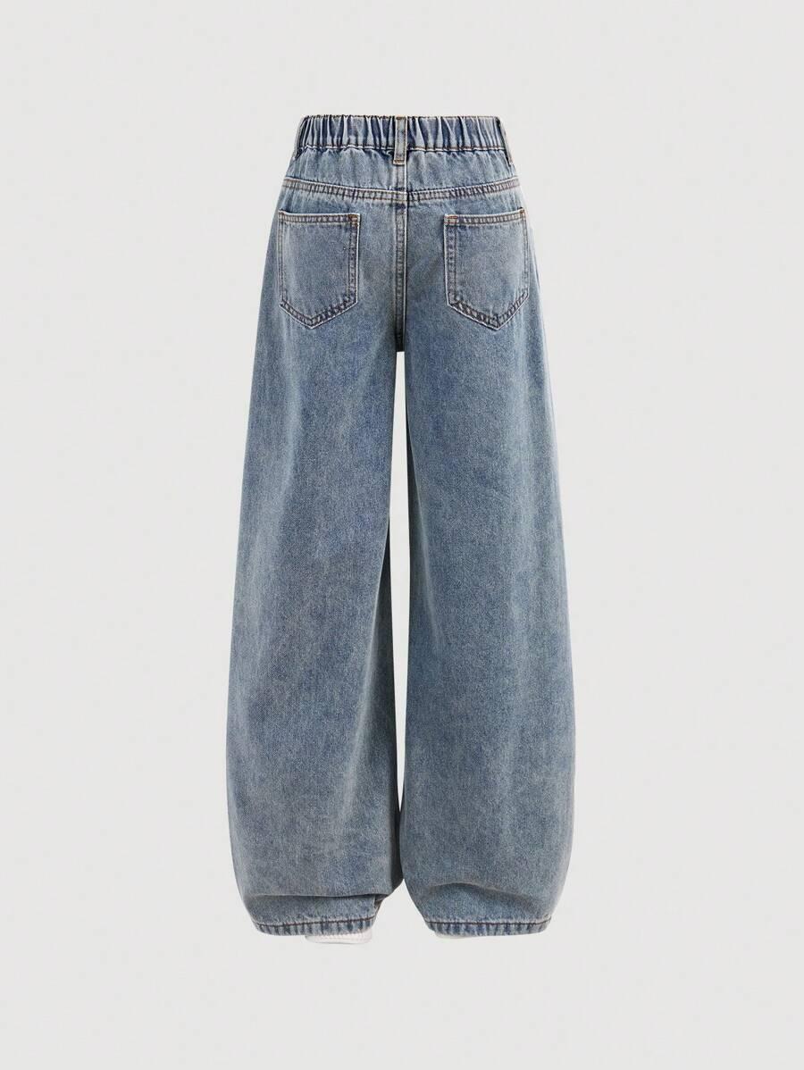 SHEIN NIEBIESKIE SPODNIE JEANS WYSOKI STAN S06__146-152