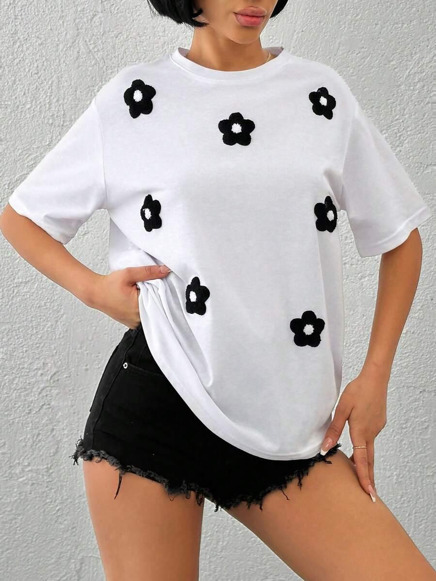 EURMUSE BIAŁY T-SHIRT HAFT S06__S