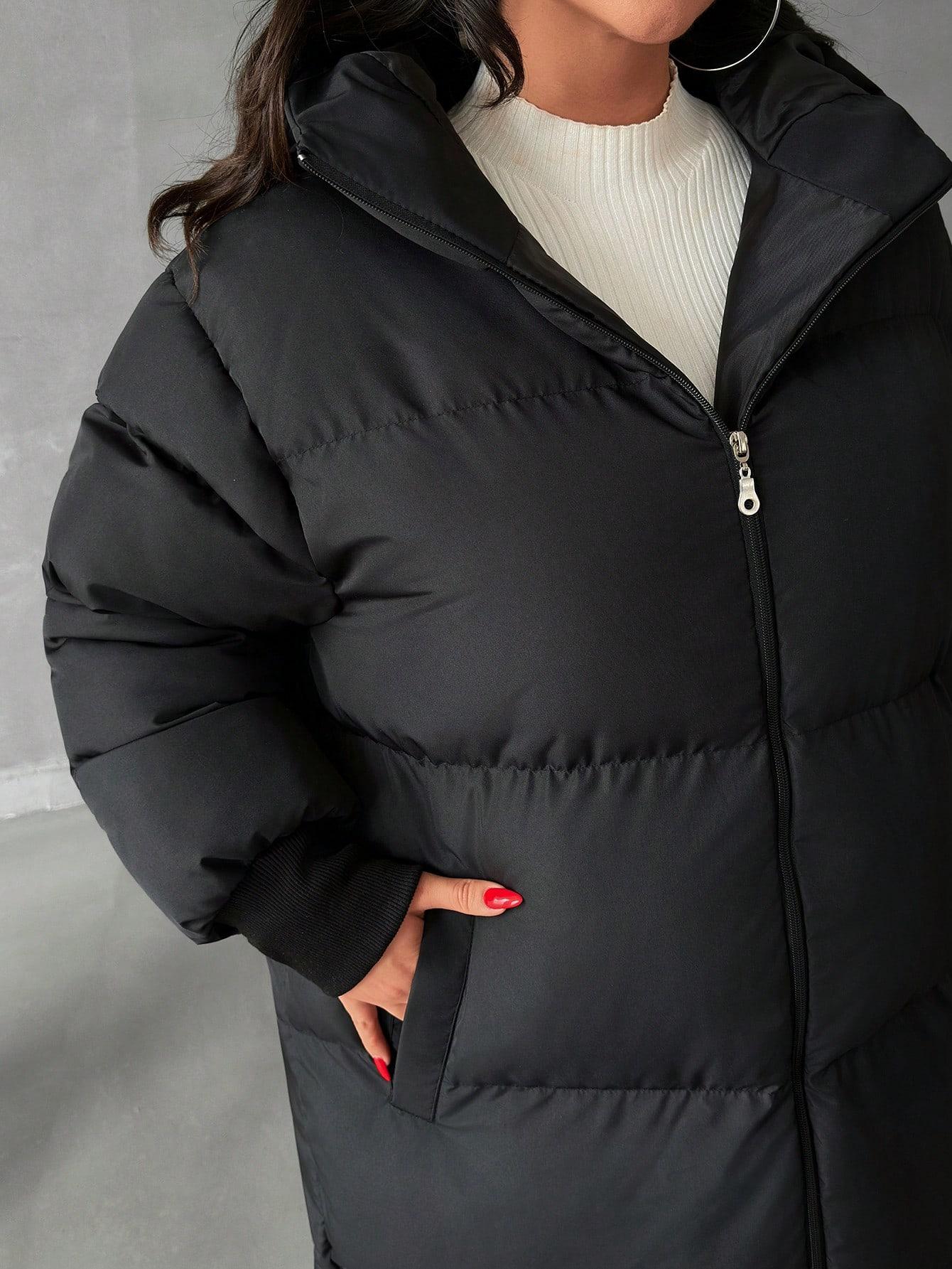 SHEIN CZARNA PIKOWANA KURTKA KAPTUR W01__48
