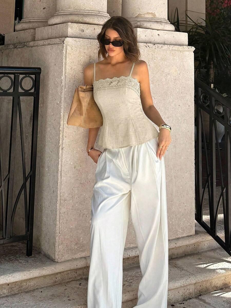 SHEIN BEŻOWY TOP NA RAMIĄCZKACH S06__XS