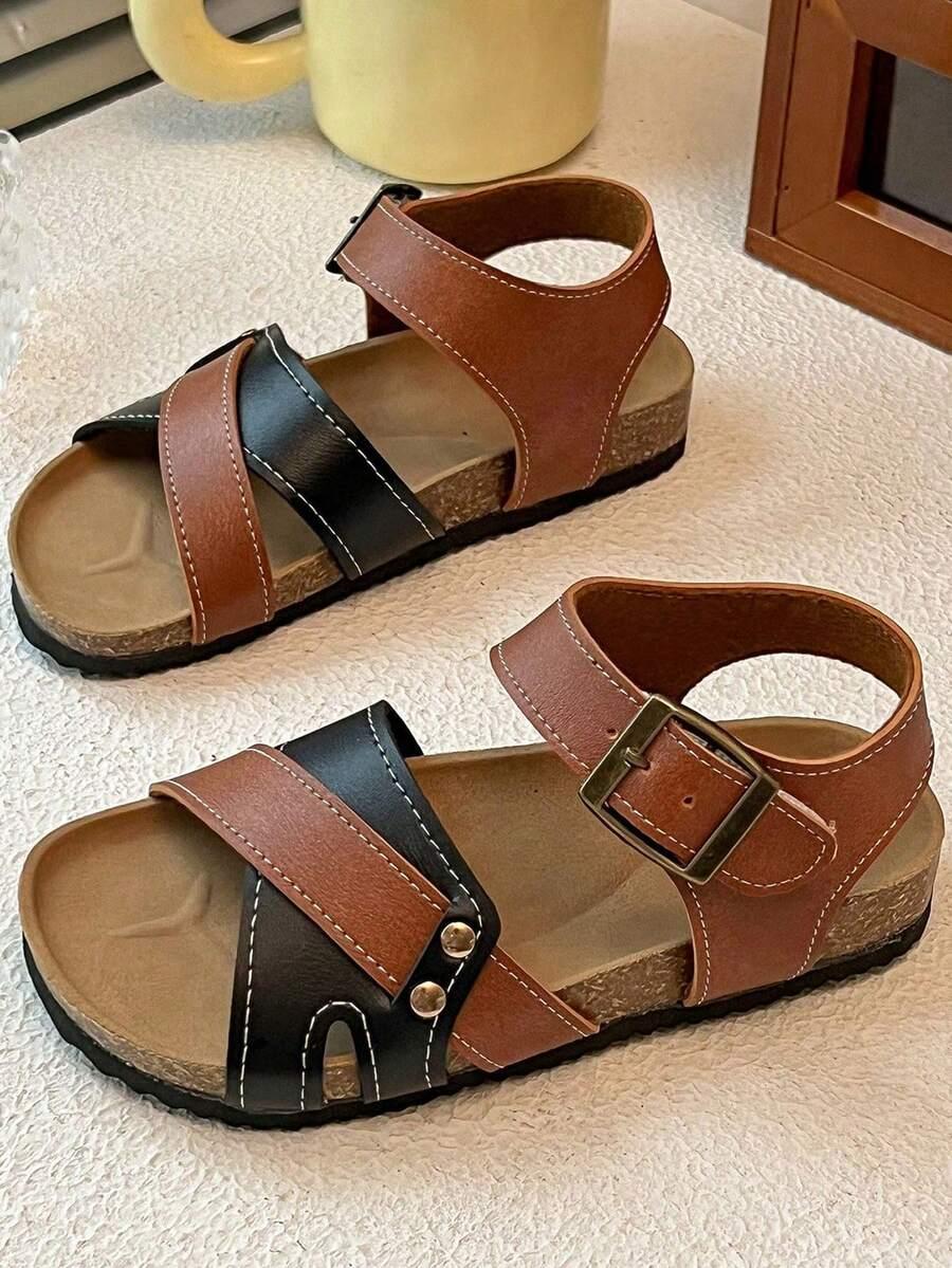 SHEIN BRĄZOWE SANDAŁY KLAMRA S06__24