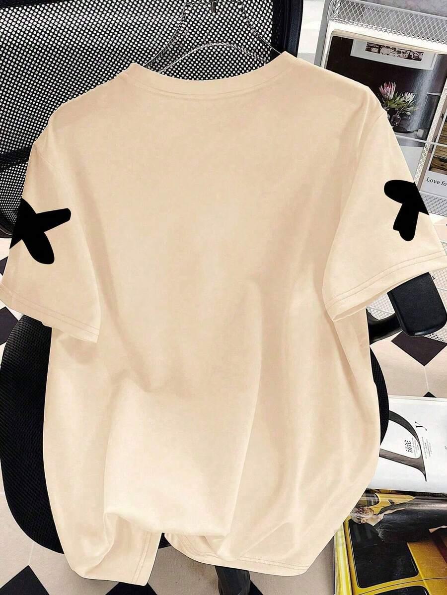 SHEIN BEŻOWY T-SHIRT PRINT S06__166/170
