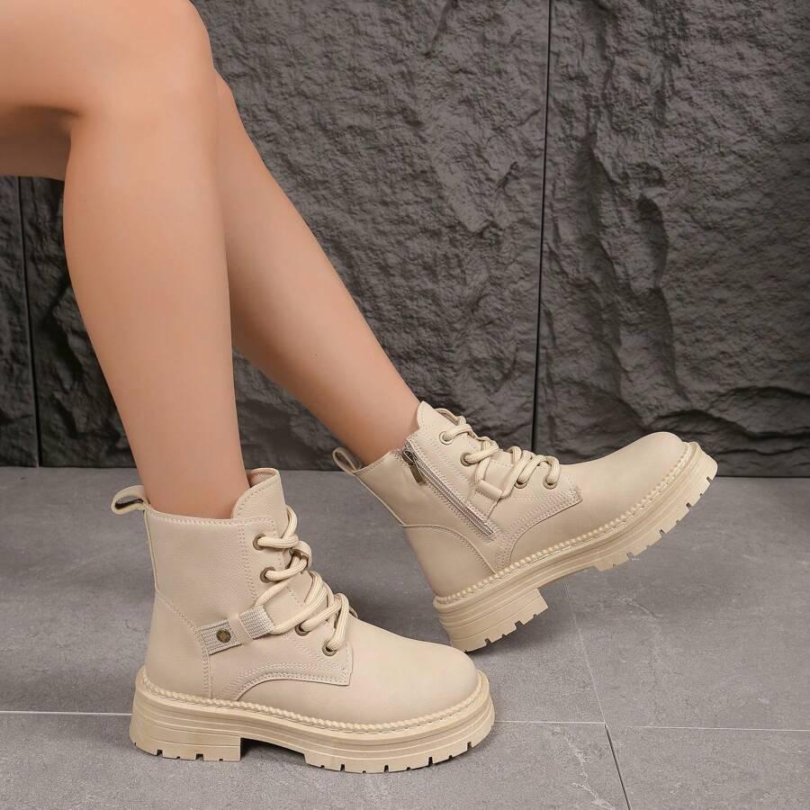 SHEIN BEŻOWE SZNUROWANE BOTKI W01__40