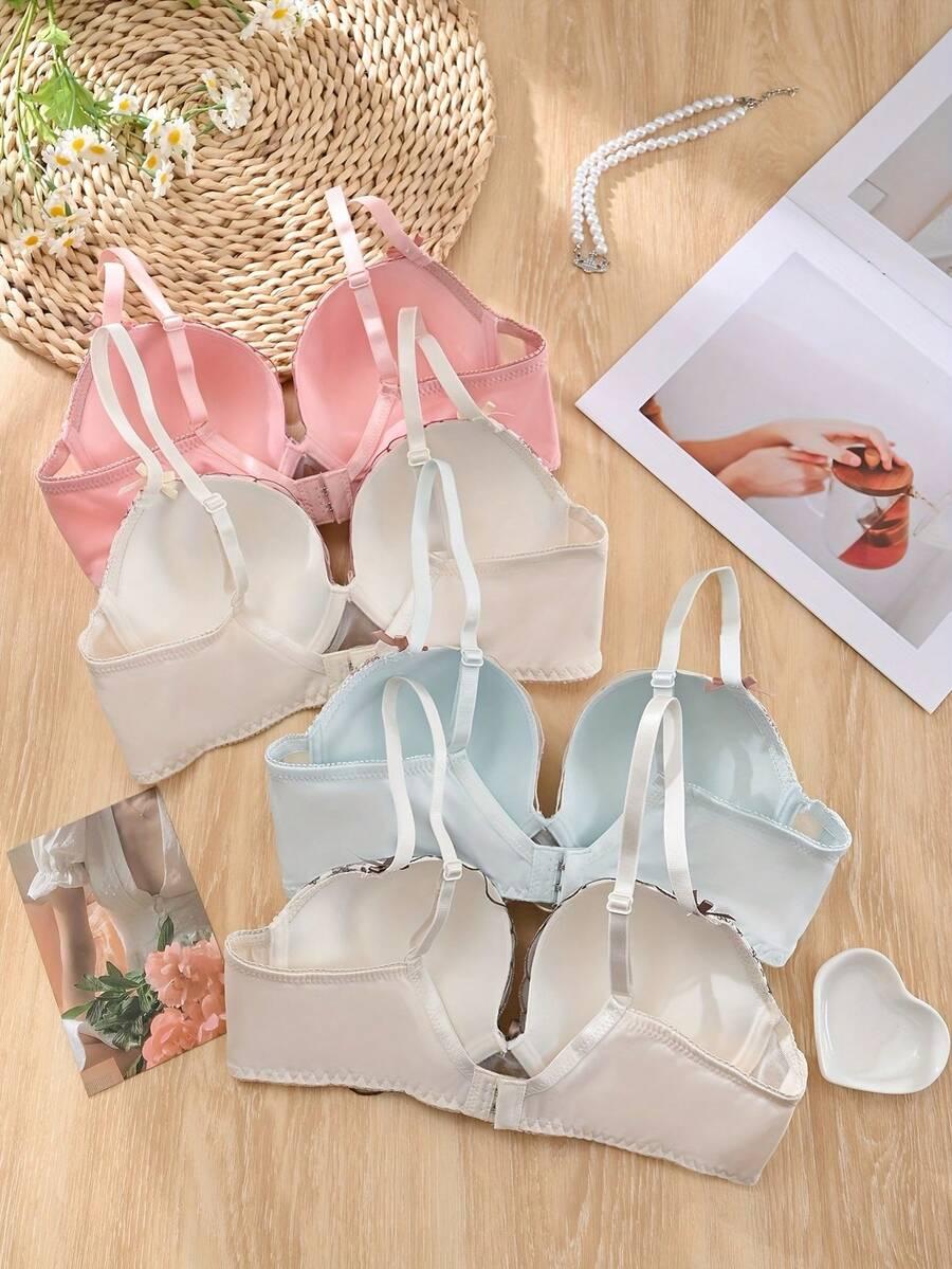 SHEIN BIUSTONOSZ WZÓR KWIATY 3-PACK S06__90C