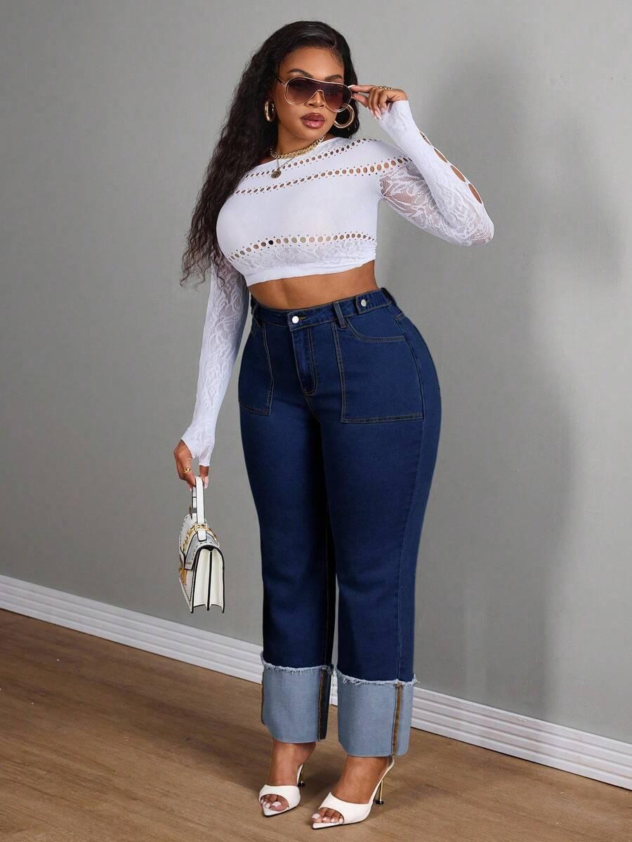SLAYDIVA PROSTE SPODNIE JEANS KIESZENIE S06__48