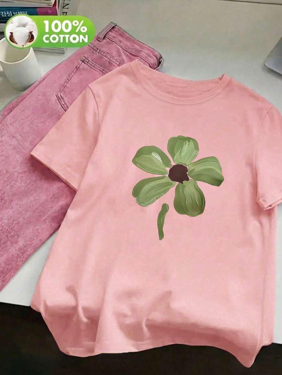 SHEIN RÓŻOWY T-SHIRT NADRUK S06__XXL