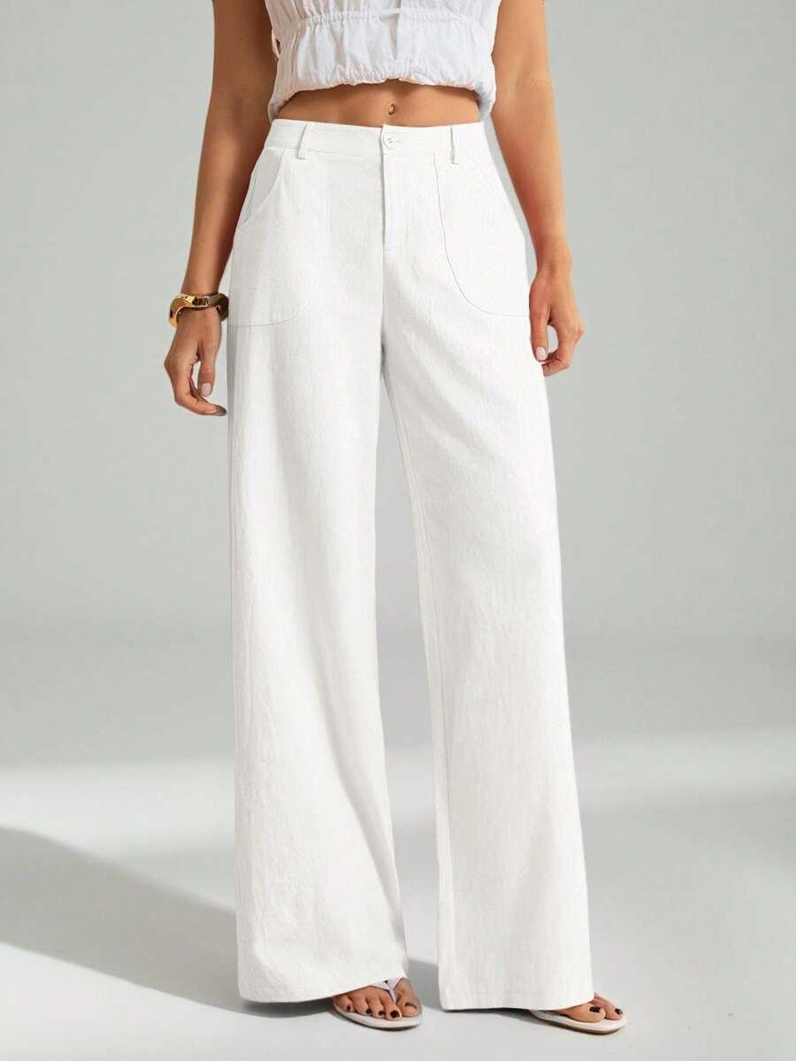 SHEIN BIAŁE SPODNIE CASUAL S06__M