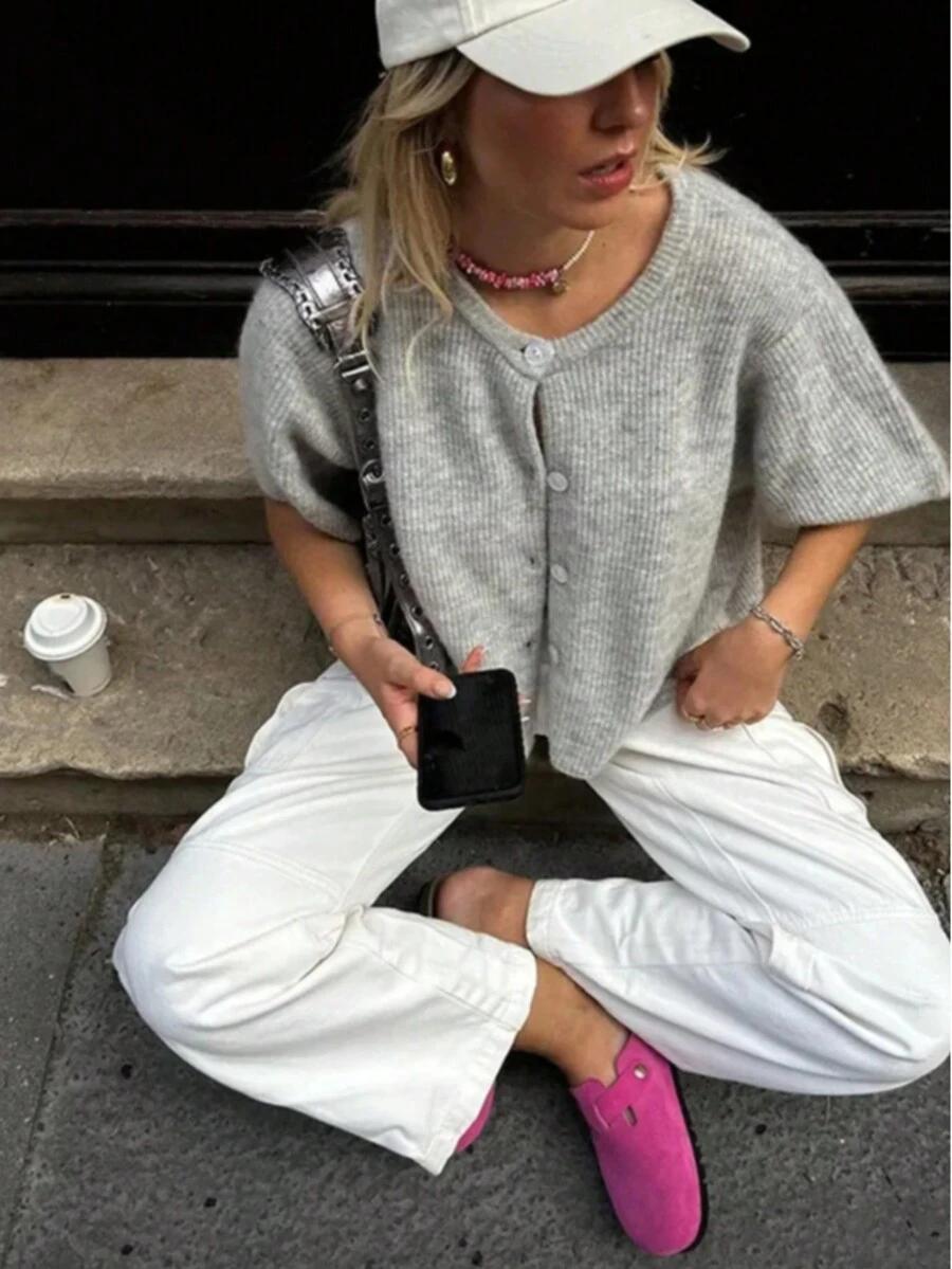 SHEIN SZARY ROZPINANY SWETER S06__M
