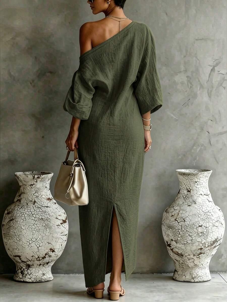 SHEIN ZIELONA MAXI SUKIENKA S06__S