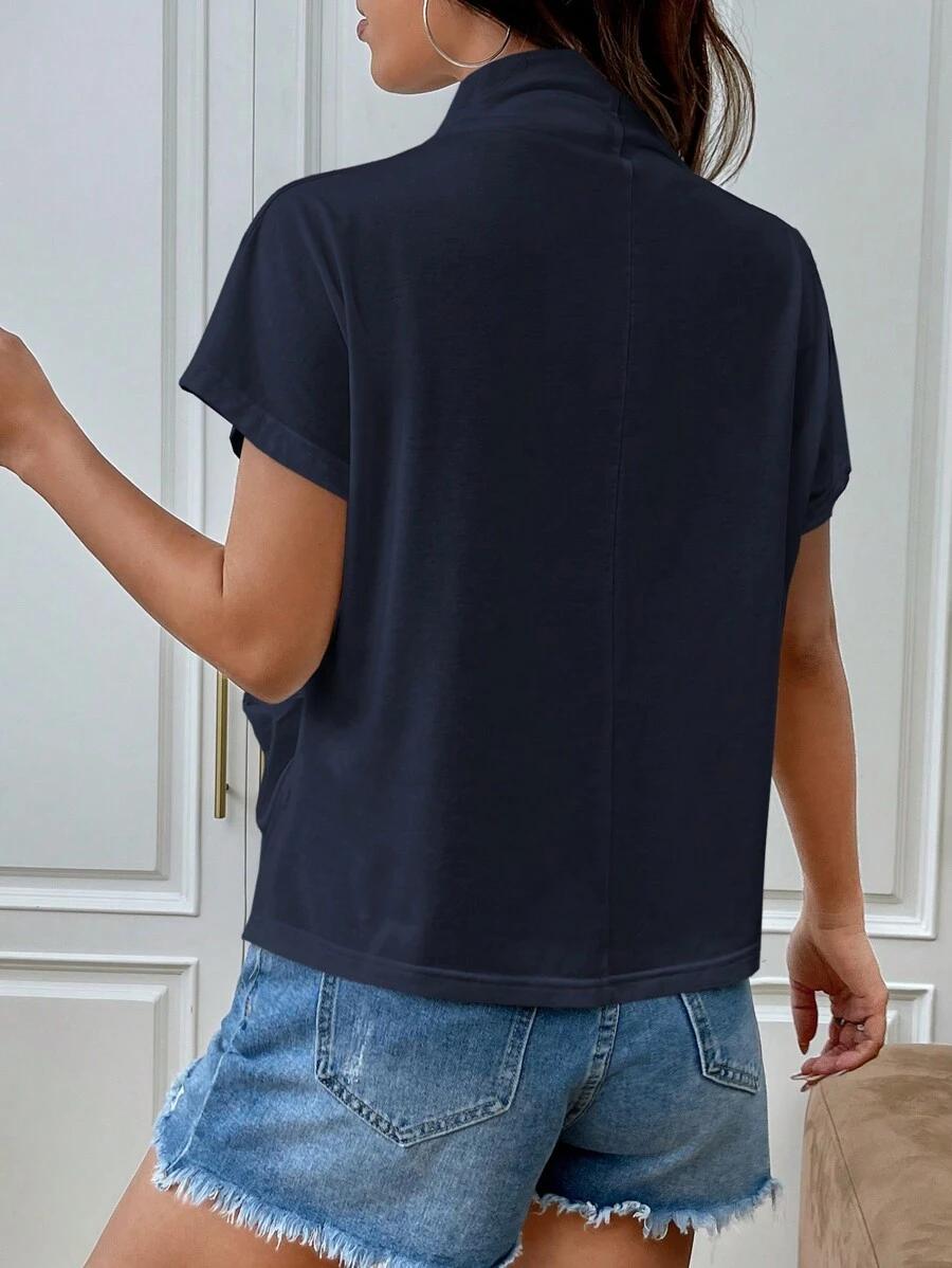 SHEIN BLUZKA KRÓTKI RĘKAW STÓJKA S06__M
