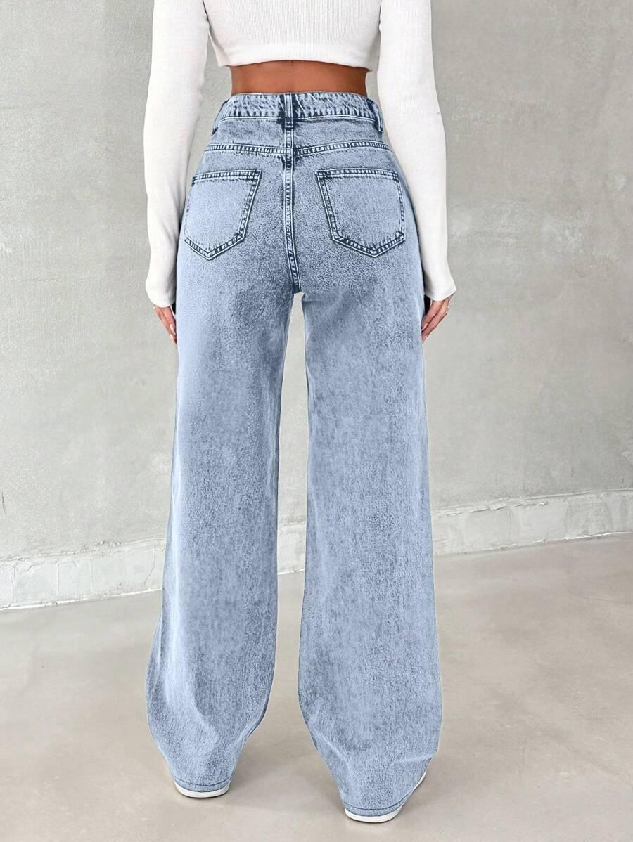 SHEIN SPODNIE JEANSY Z SZEROKĄ NOGAWKĄ S06__L