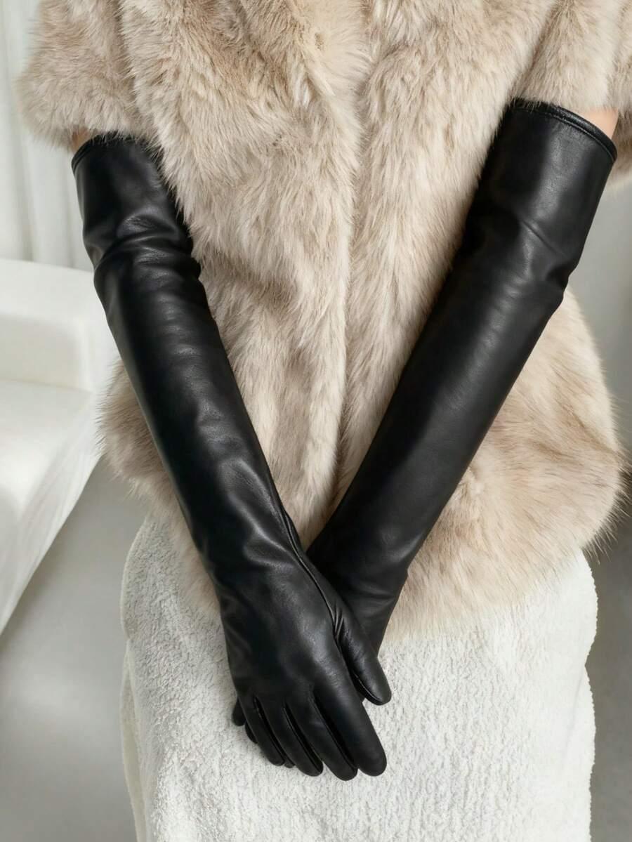 SHEIN CZARNE RĘKAWICZKI IMITACJA SKÓRY W01
