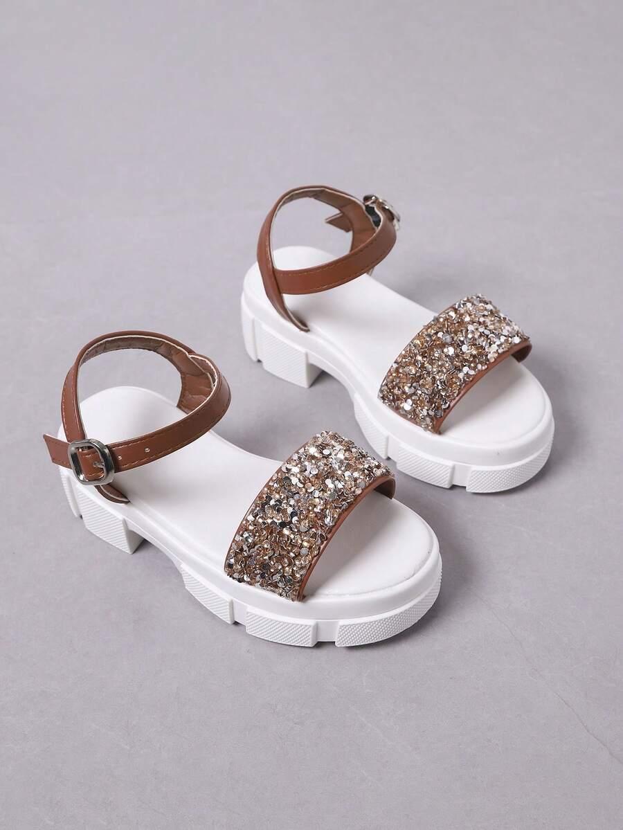 SHEIN BRĄZOWE SANDAŁY ZDOBIENIE S06__30