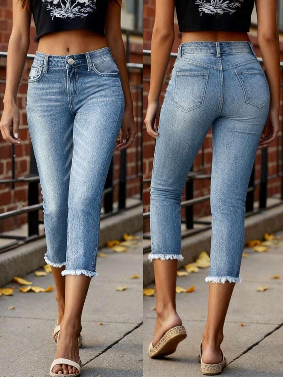 SHEIN SPODNIE JEANS 3/4 S06__S