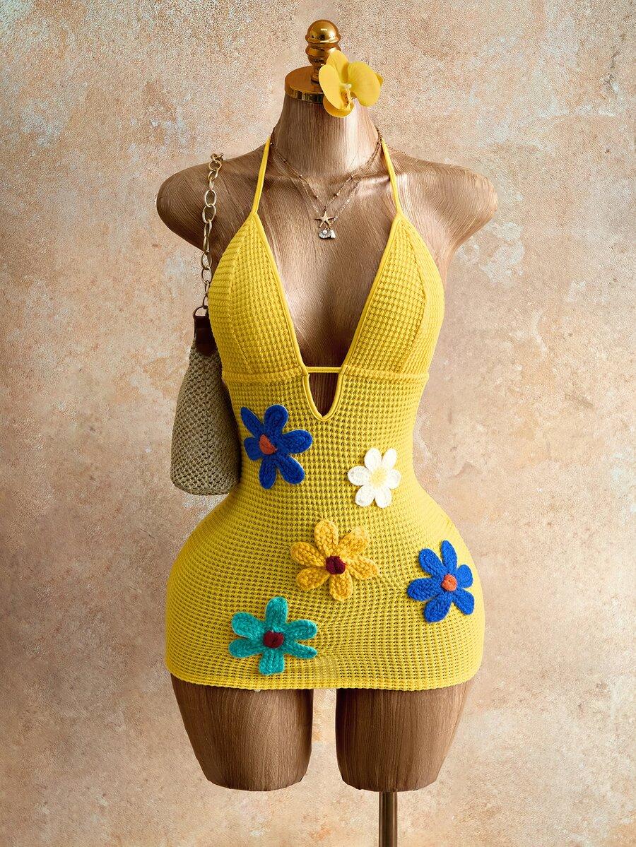 SHEIN ŻÓŁTA MINI SUKIENKA S06__L