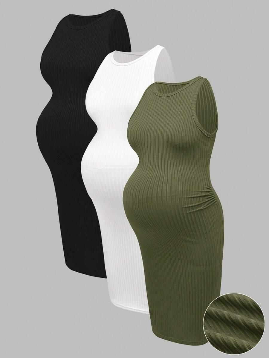 MODMAMA CIĄŻOWA SUKIENKA 3-PACK S06__XL