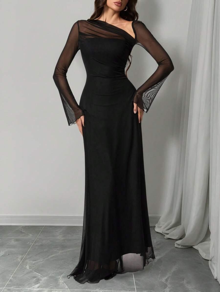 SHEIN CZARNA SIATECZKOWA SUKIENKA S06__L