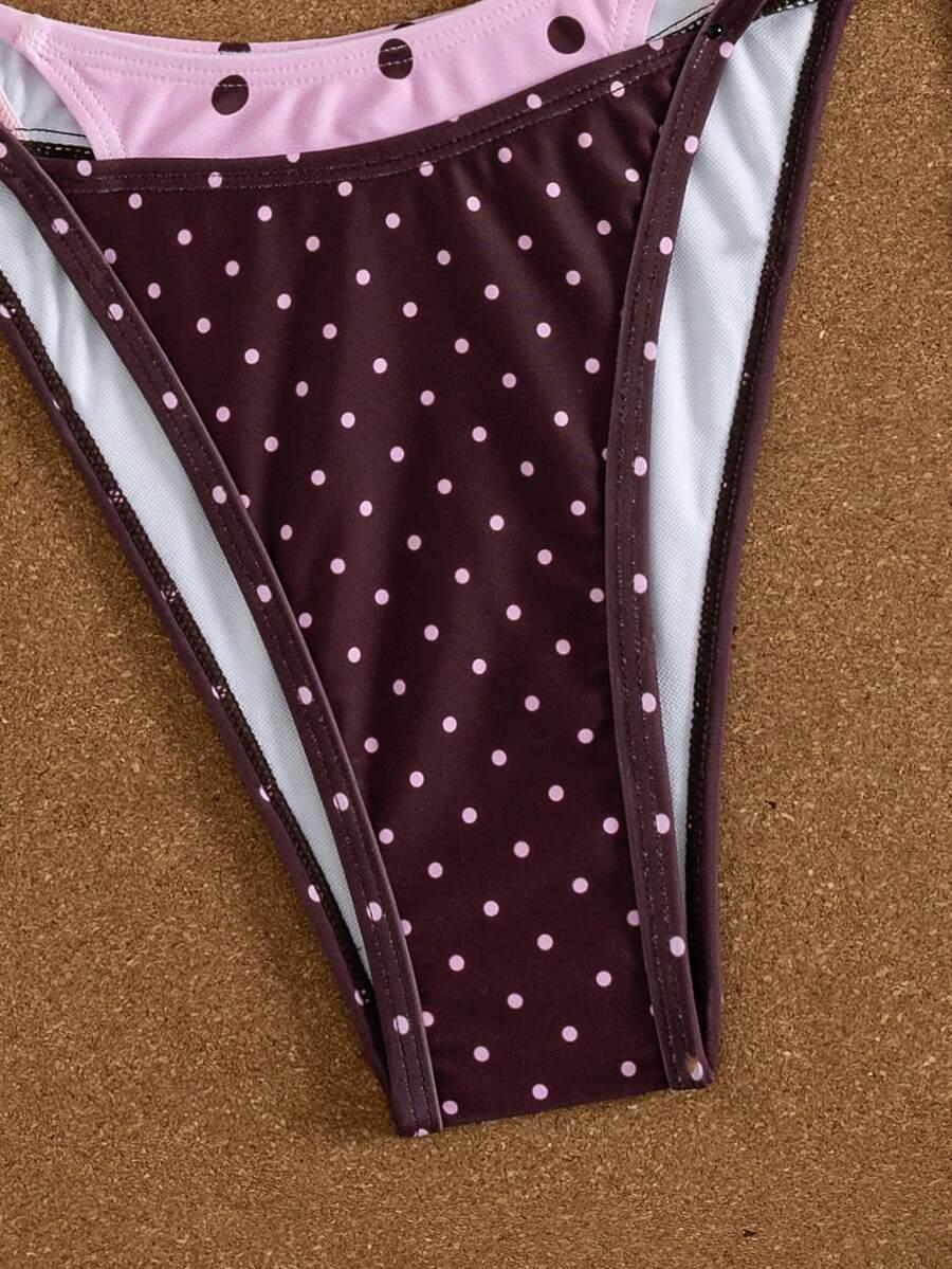 SHEIN DWUCZĘŚCIOWY STRÓJ KĄPIELOWY WZÓR GROSZKI S09__L