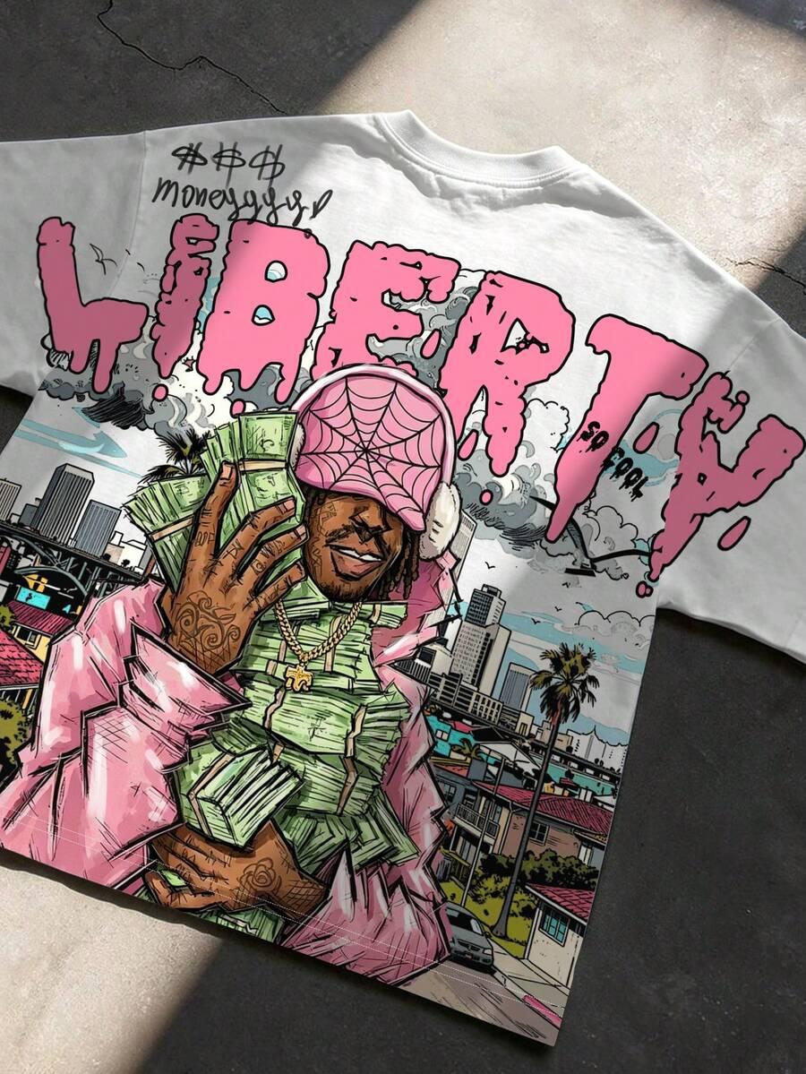 MANFINITY T-SHIRT OKRĄGŁY DEKOLT NADRUK S06__S