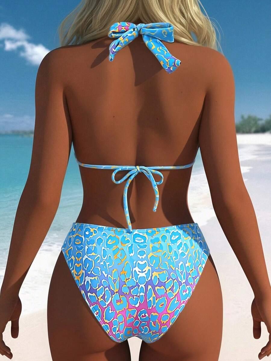 SHEIN DWUCZĘŚCIOWY STRÓJ KĄPIELOWY ANIMAL PRINT S09__L