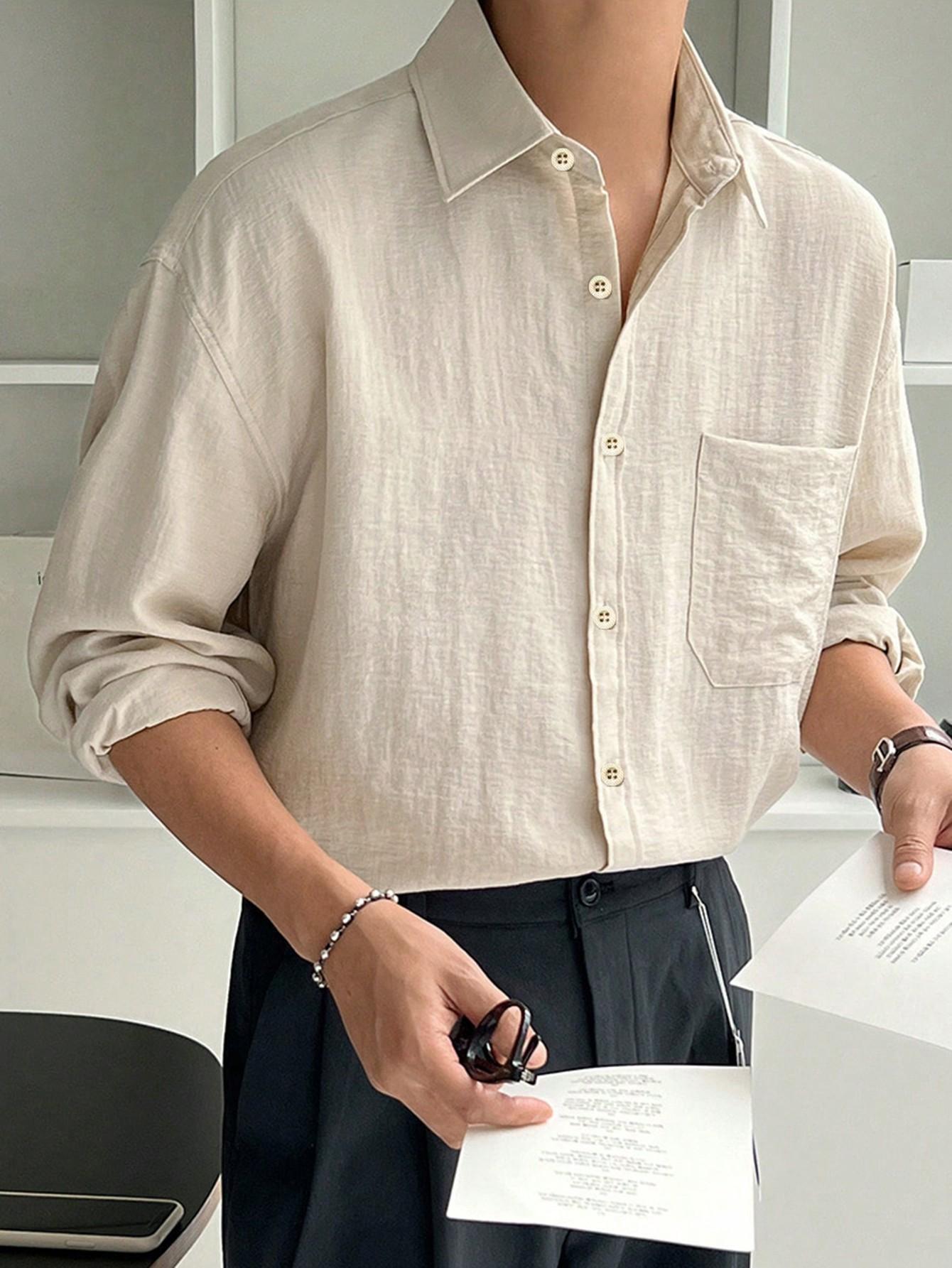 SHEIN BEŻOWA KOSZULA CASUAL S06__L