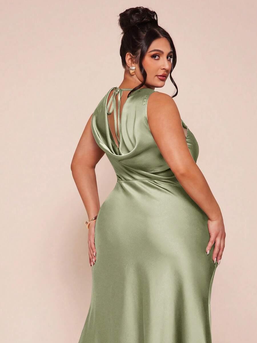 SHEIN SATYNOWA ZIELONA SUKIENKA S06__46
