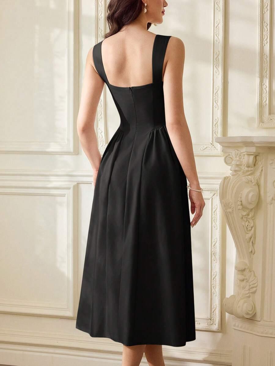 SHEIN CZARNA MIDI ROZKLOSZOWANA SUKIENKA S06__XL
