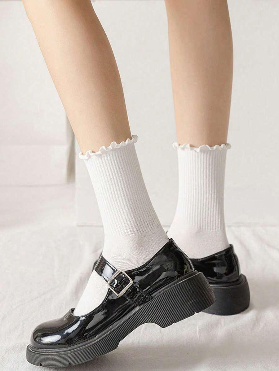 SHEIN BIAŁE SKARPETKI FALBANA 2-PACK S07__36-40