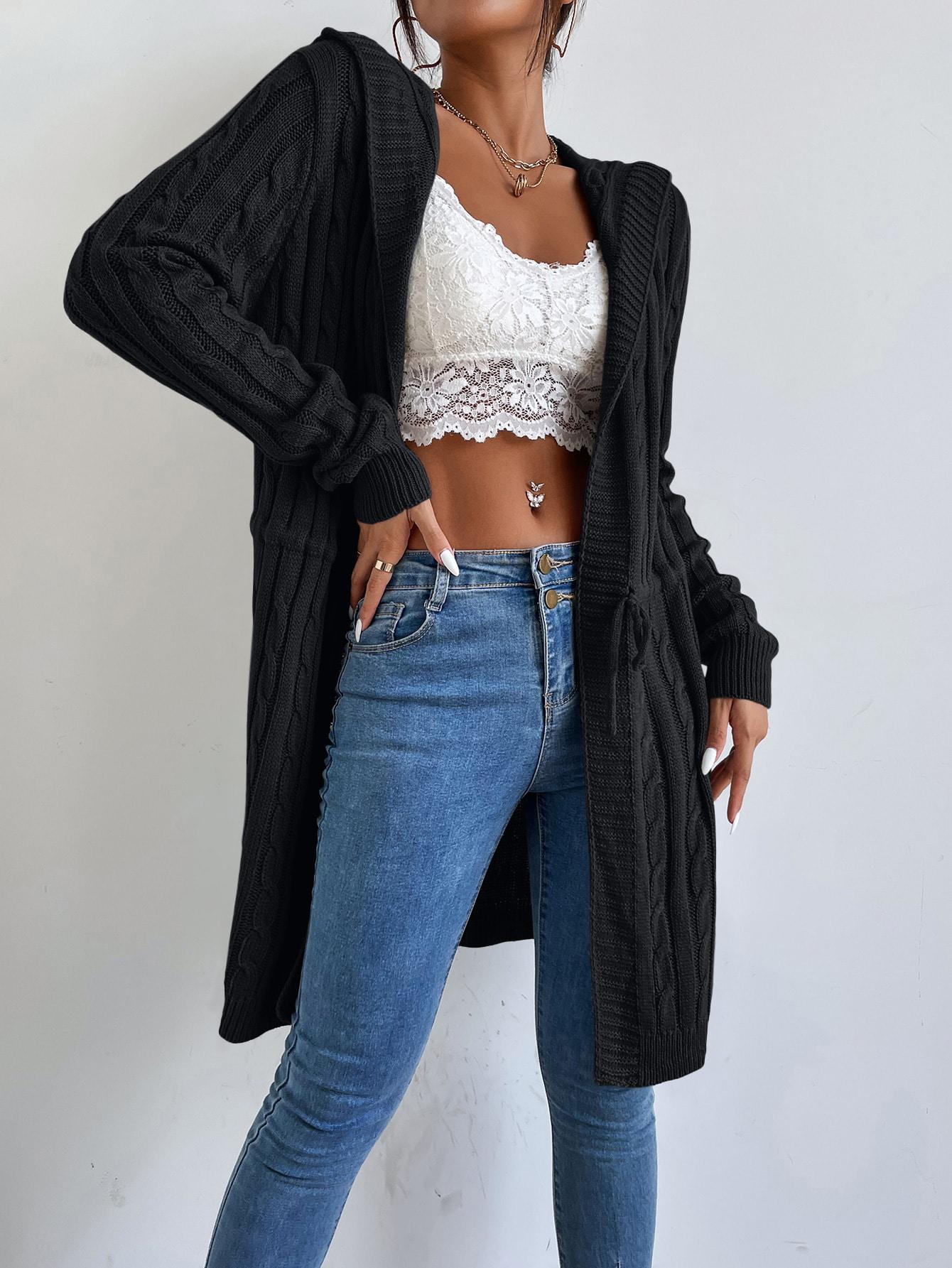 SHEIN CZARNY DZIANINOWY SWETER S06__M