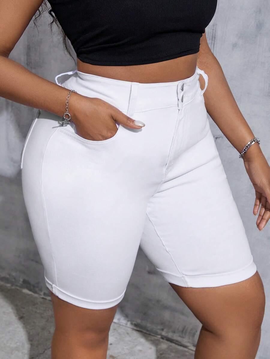 SHEIN BIAŁE SPODENKI JEANS S06__46