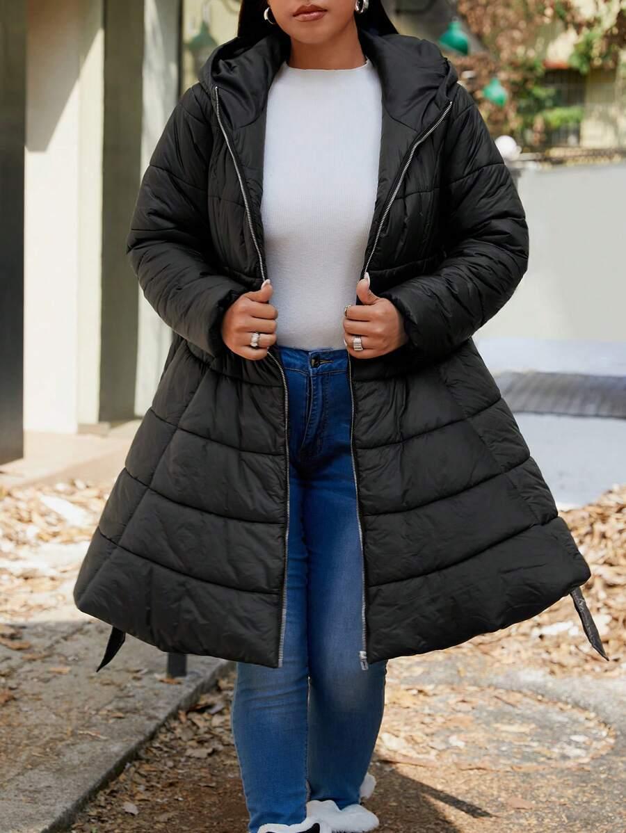 SHEIN CZARNA PIKOWANA KURTKA KAPTUR W01__46