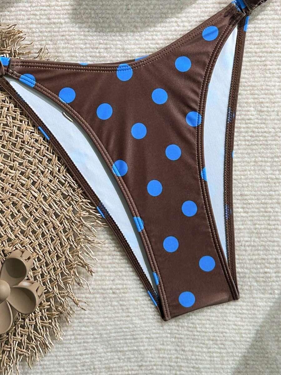 SWIM VCAY BRĄZOWY DWUCZĘŚCIOWY STRÓJ KĄPIELOWY GROSZKI S09__L