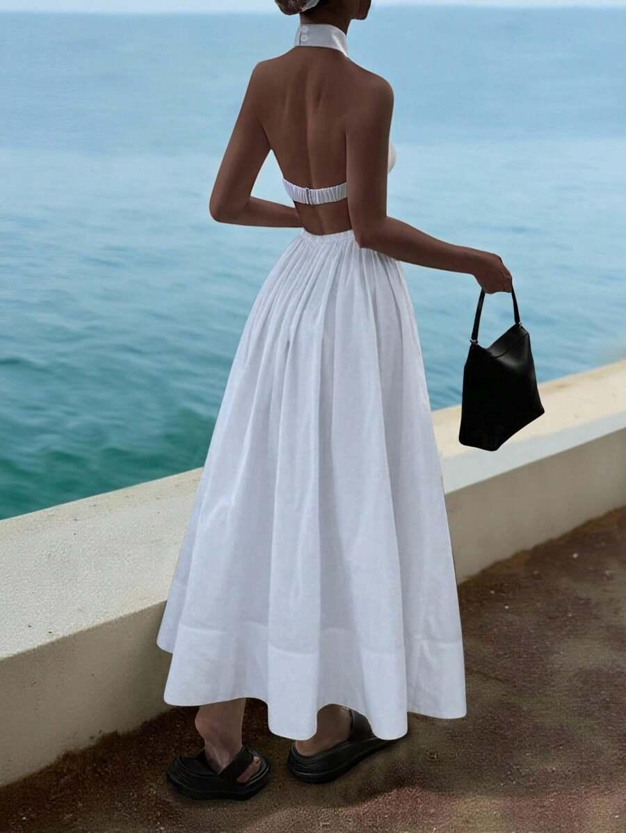 SHEIN BIAŁA SUKIENKA ODKRYTE PLECY S06__XS