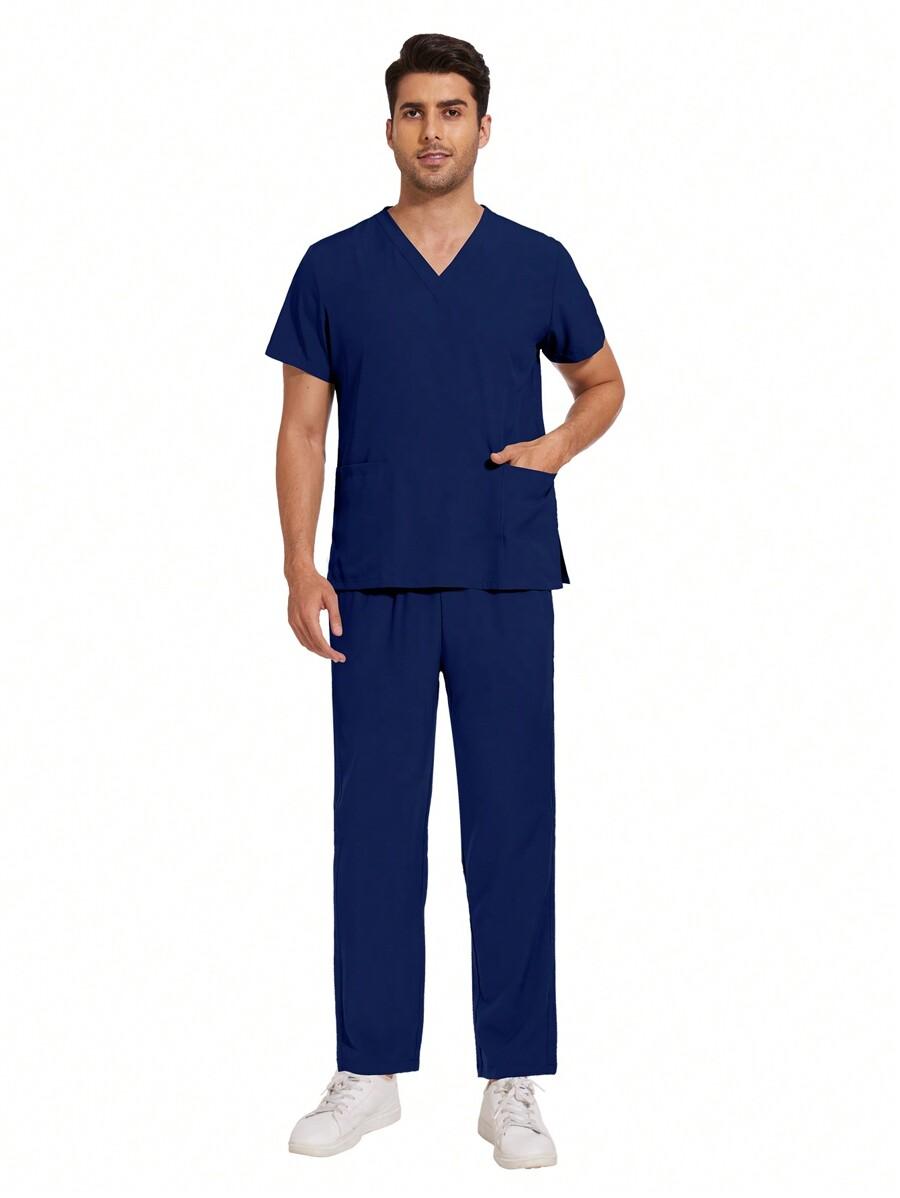 SHEIN GRANATOWY KOMPLET BLUZKA SPODNIE S06__L