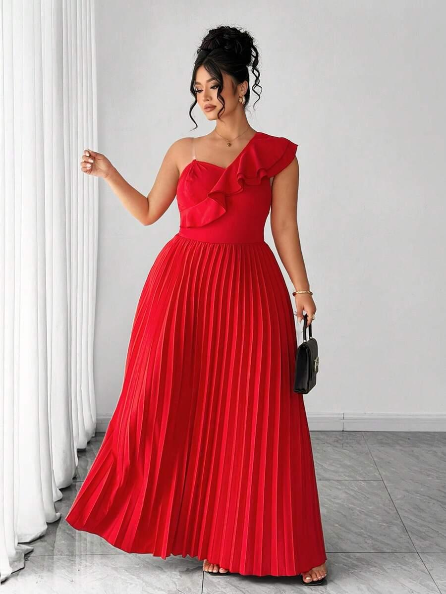 ELENZGA CZERWONA PLISOWANA MAXI SUKIENKA S06__50