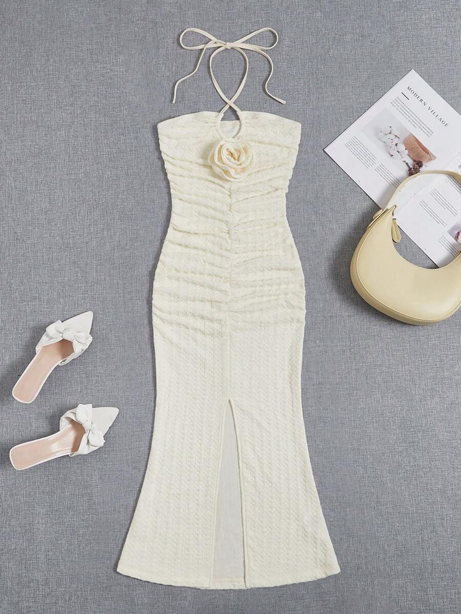 SHEIN BEŻOWA MAXI SUKIENKA S09__XS