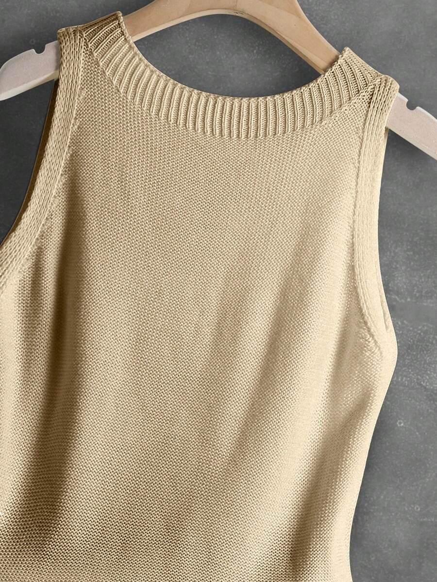 SHEIN BEŻOWY DZIANINOWY TOP S06__L