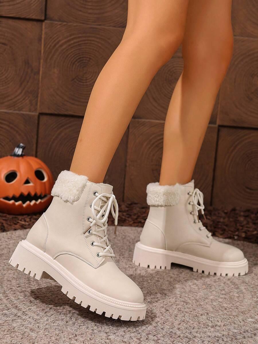 SHEIN BEŻOWE SZNUROWANE BOTKI W01__38
