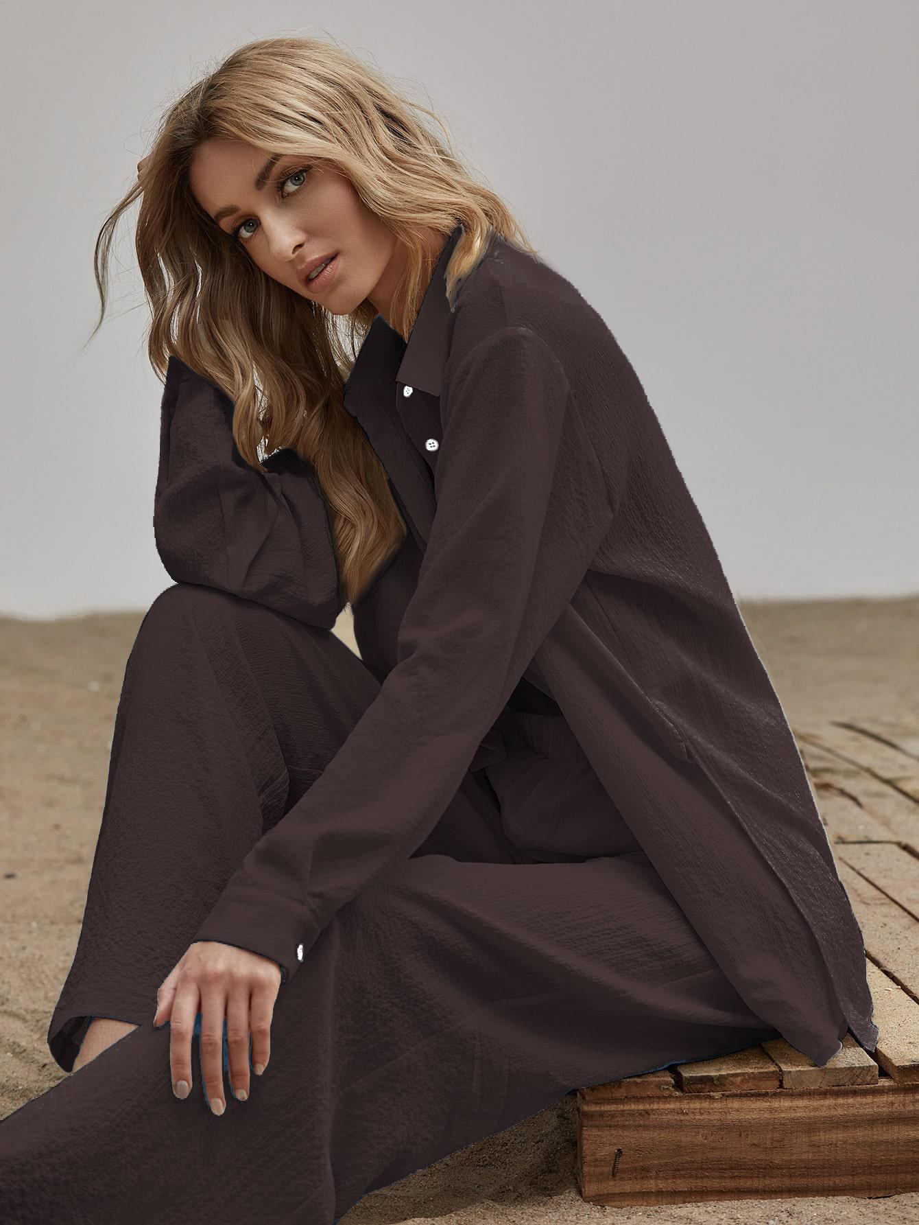 SHEIN KOMPLET KOSZULA SPODNIE S09__L