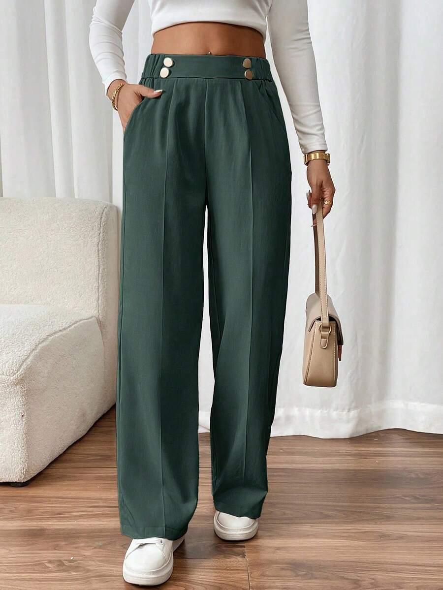 SHEIN ZIELONE SPODNIE PROSTE NOGAWKI S09__S