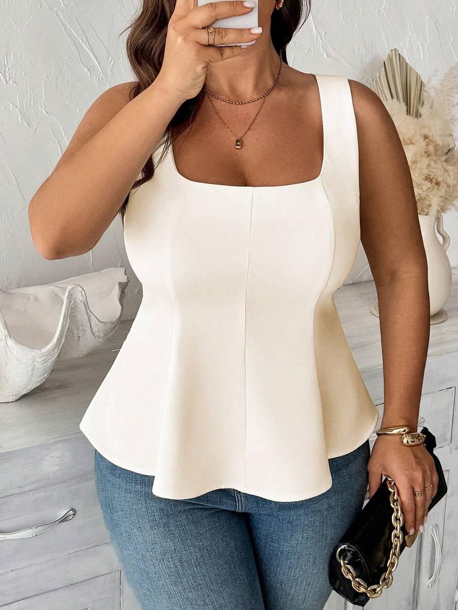 SHEIN KREMOWA BLUZKA BEZ RĘKAWÓW S06__52