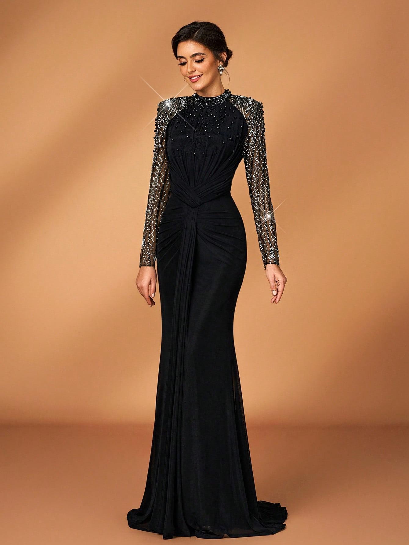 SHEIN CZARNA MAXI SUKIENKA S09__L