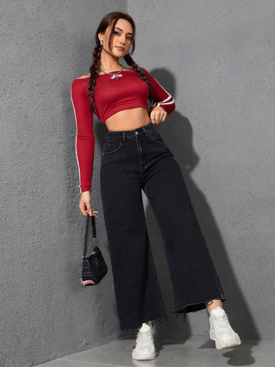 SHEIN CZARNE OCIEPLANE SPODNIE JEANS S06__46
