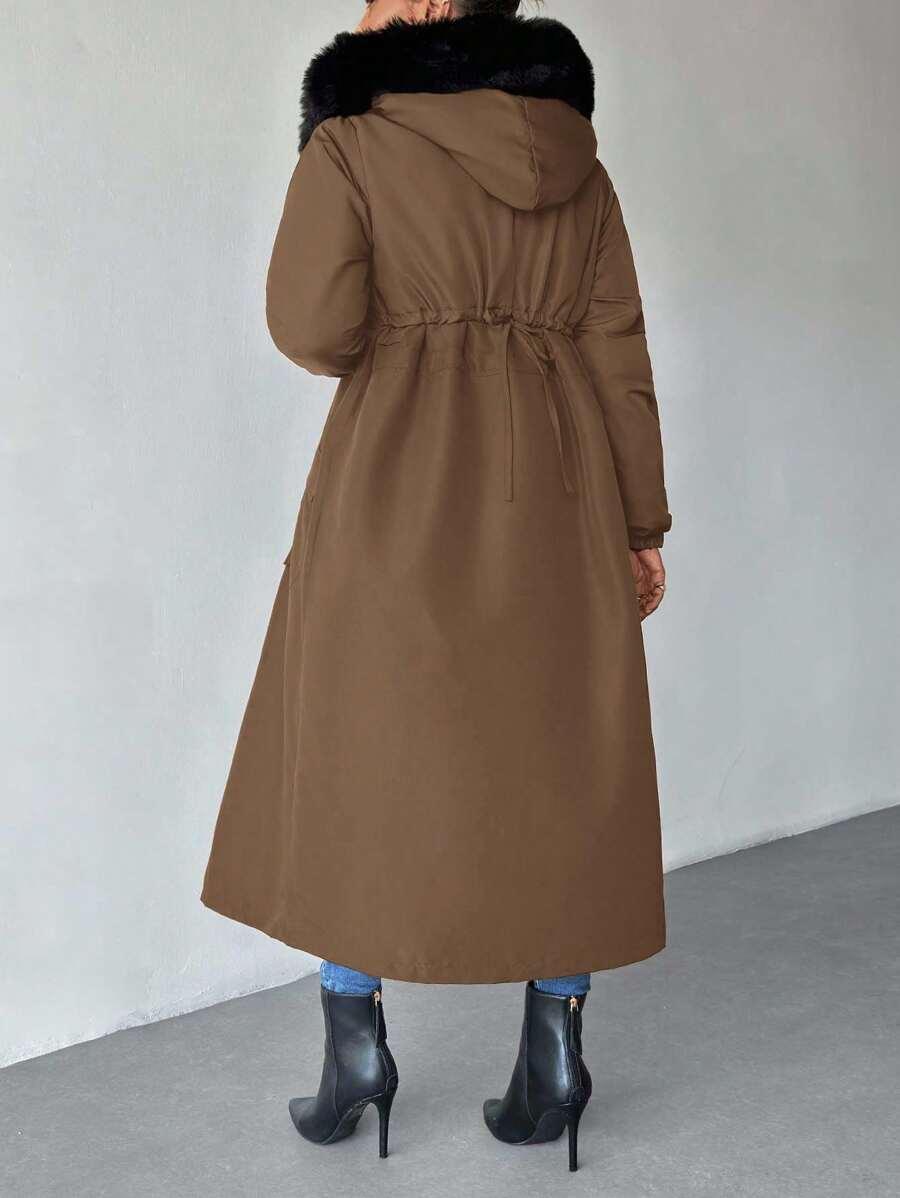 SHEIN BRĄZOWA KURTKA KAPTUR W01__XL
