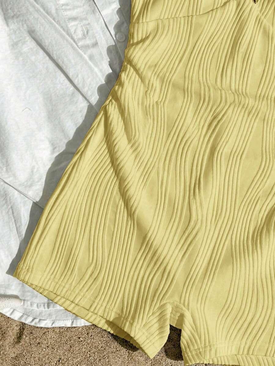 SHEIN ŻÓŁTY JEDNOCZĘŚCIOWY STRÓJ KĄPIELOWY S09__134/140