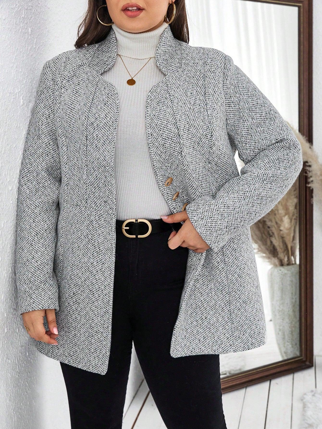 SHEIN SZARY PŁASZCZ GUZIKI W01__XXL