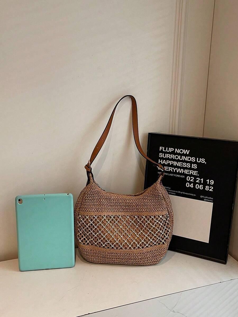 SHEIN BRĄZOWA TOREBKA ZIP S07__9X28X32CM