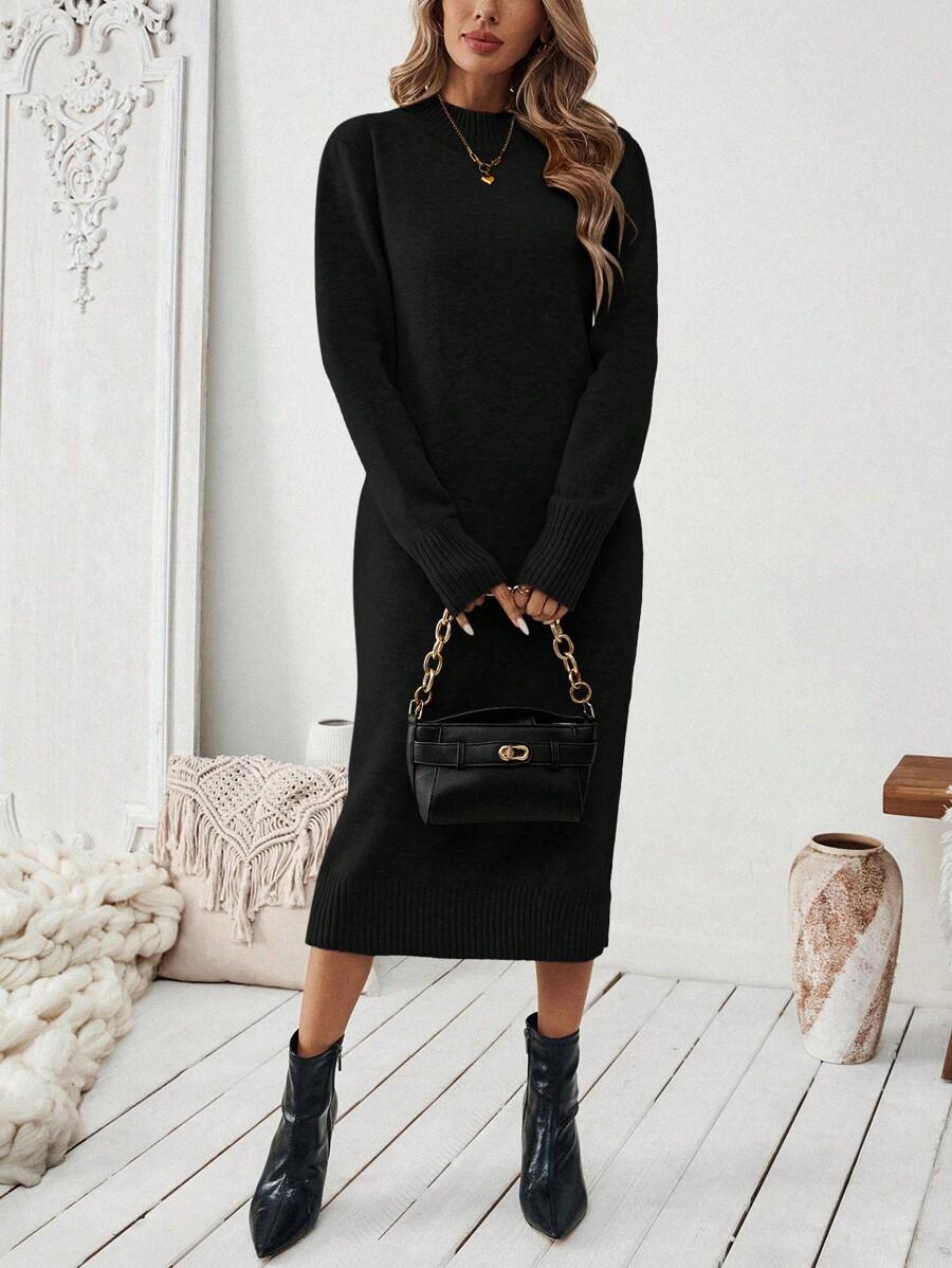 SHEIN CZARNA DZIANINOWA SUKIENKA S06__XS