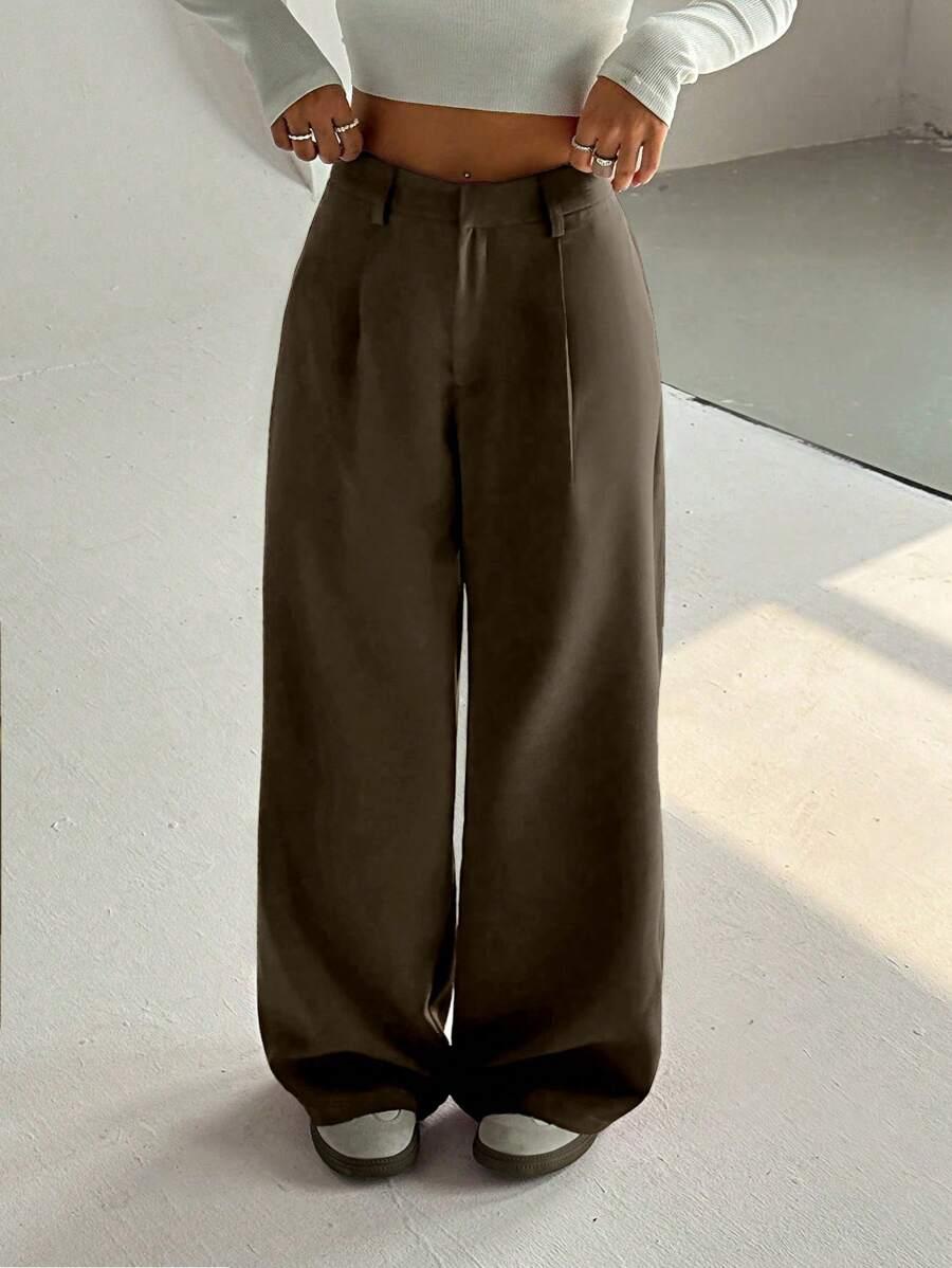 SHEIN BRĄZOWE ELEGANCKIE SPODNIE S06__M